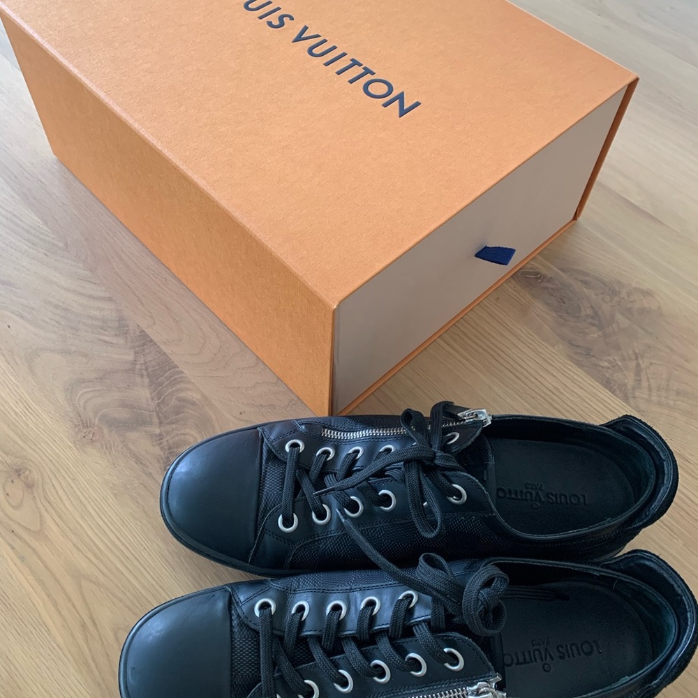 Louis Vuitton black damier carbone zipper mens shoes size 9us 7.5 LV